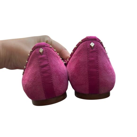 Sam Edelman Rivera Pink Suede Pointed Toe Flats with Gold Stud Trim Size 7.5 - Picture 6 of 6